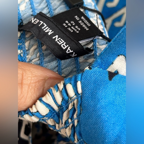 Karen MILLEN Tall Placement Print Woven Tiered Strappy Mini Dress - Picture 9 of 13